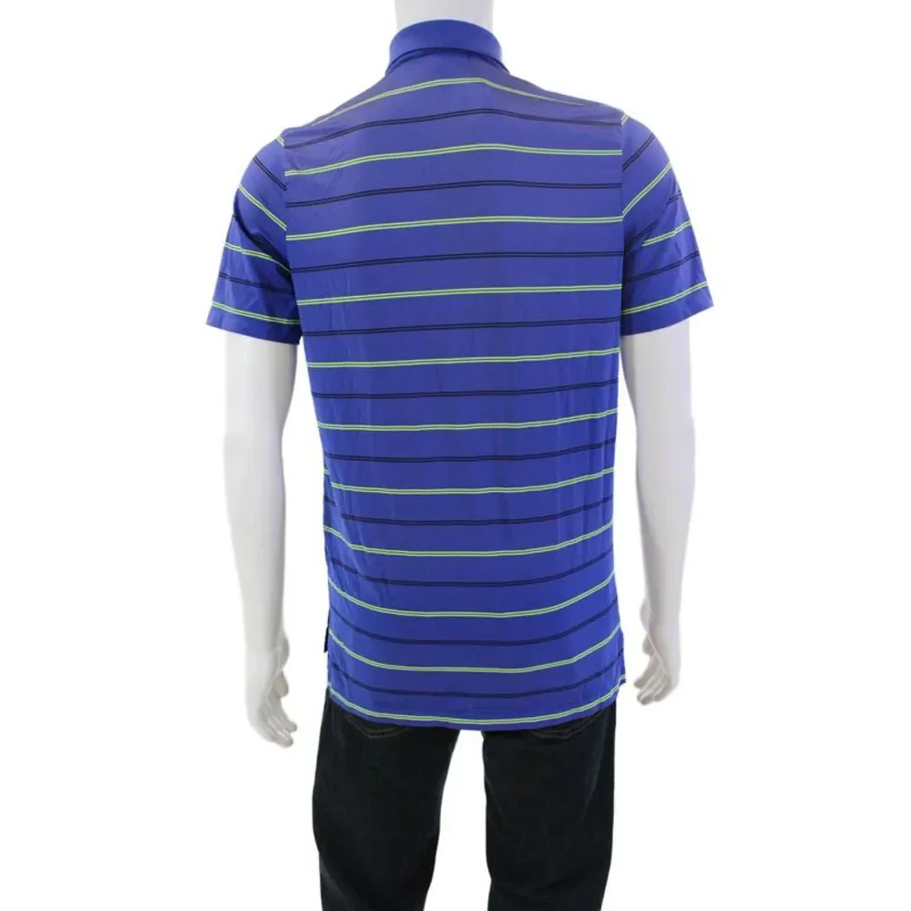 RLX Ralph Lauren Mens Striped Short Sleeve Collared Polo Shirt Blue Size S